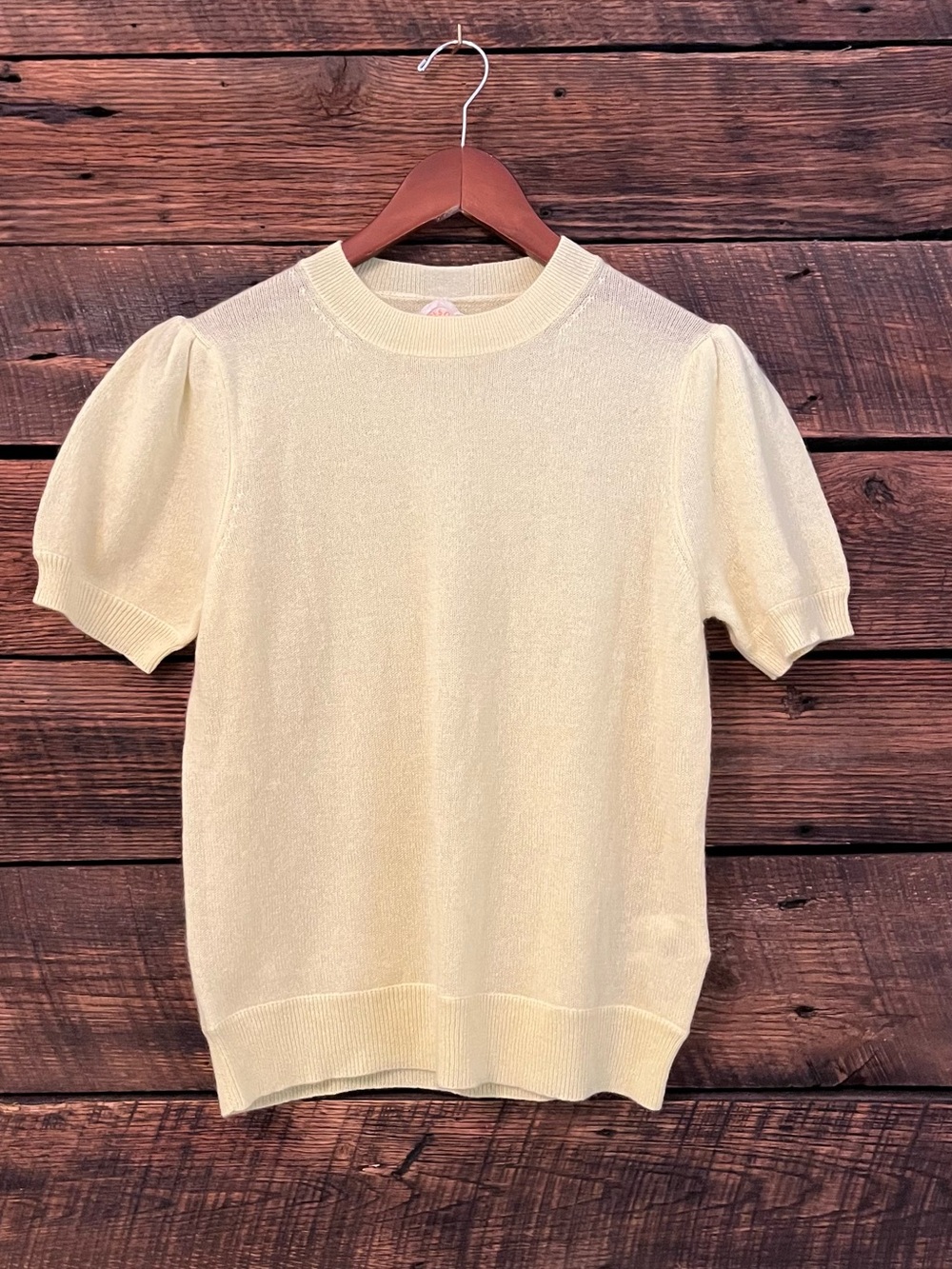 Jardin des Oranges cashmere puff sleeve sweater butter yellow lightweight medium - Picture 2 of 5